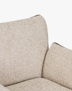 Fauteuil, Tweed beige marron noisette & Bois teinte noyer, L100 Elysee
