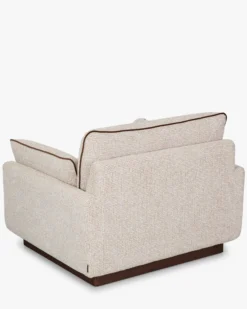 Fauteuil, Tweed beige marron noisette & Bois teinte noyer, L100 Elysee