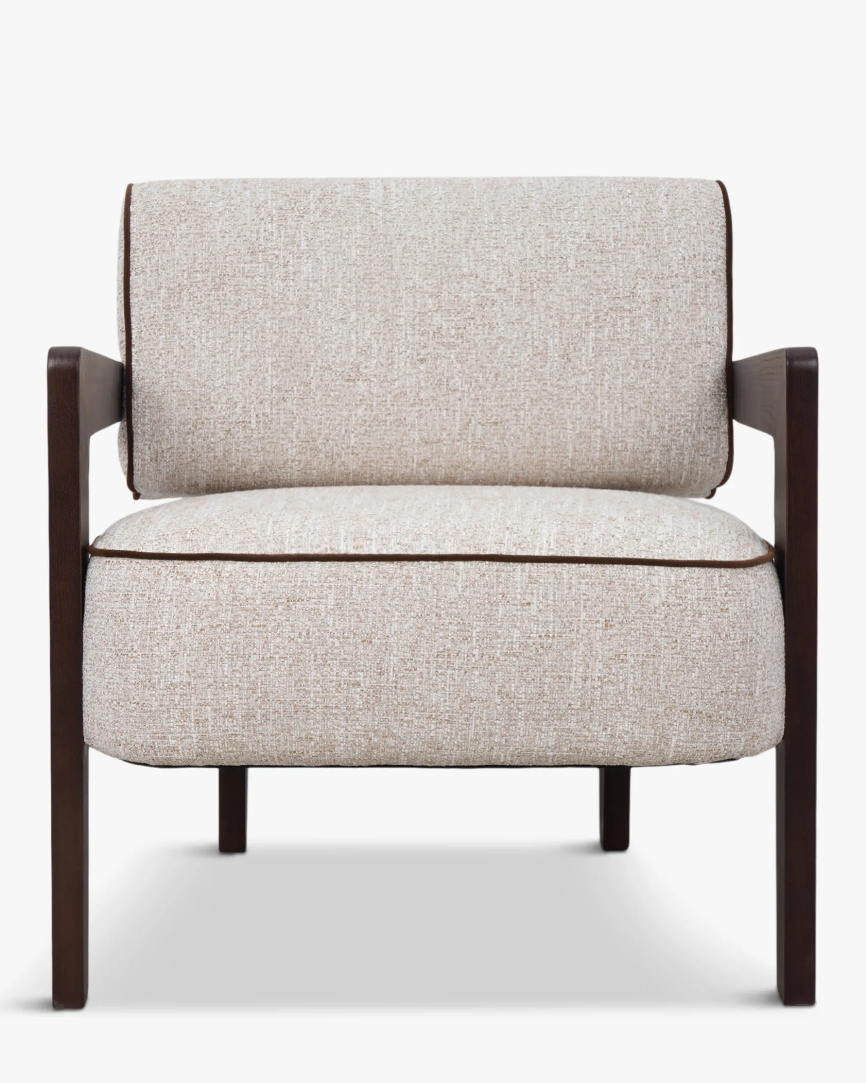 Fauteuil, Tweed écru meringue & Frêne massif Elva