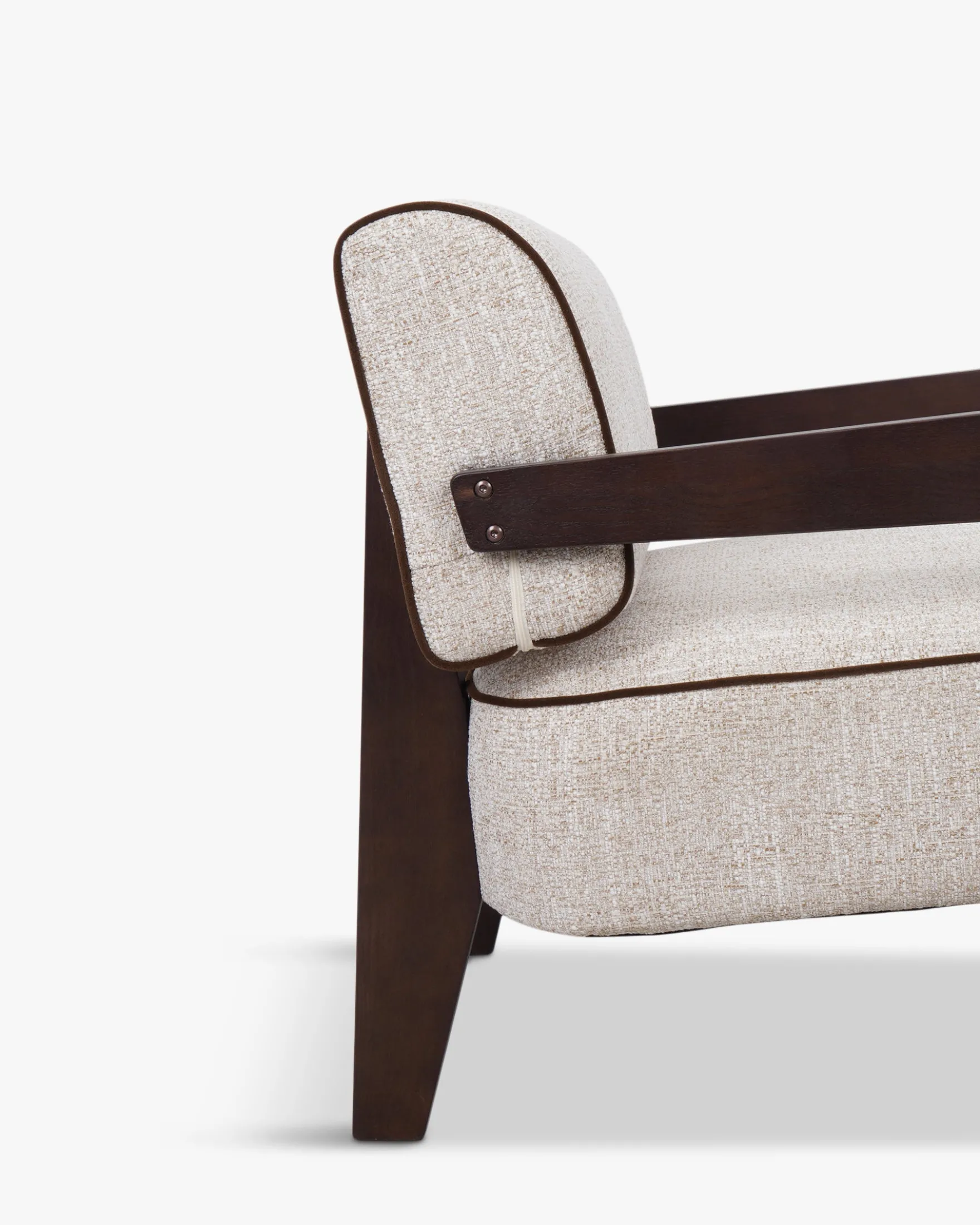 Fauteuil, Tweed écru meringue & Frêne massif Elva