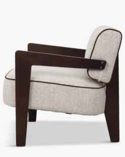 Fauteuil, Tweed écru meringue & Frêne massif Elva