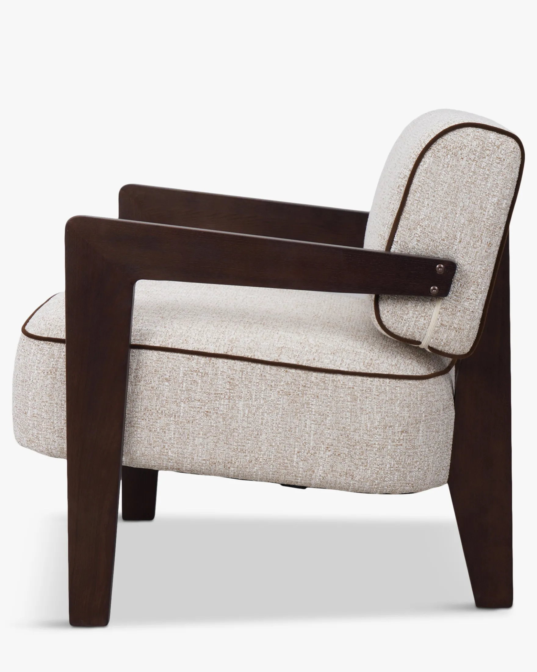 Fauteuil, Tweed écru meringue & Frêne massif Elva