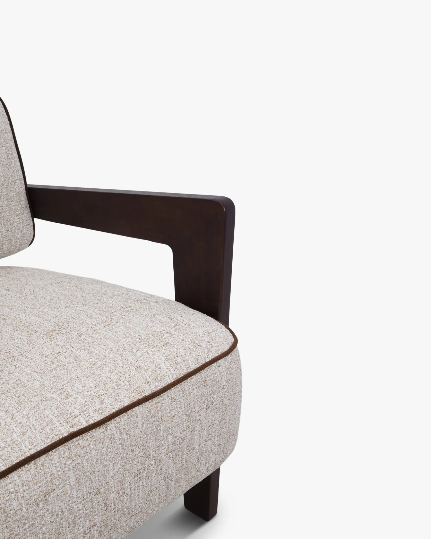 Fauteuil, Tweed écru meringue & Frêne massif Elva
