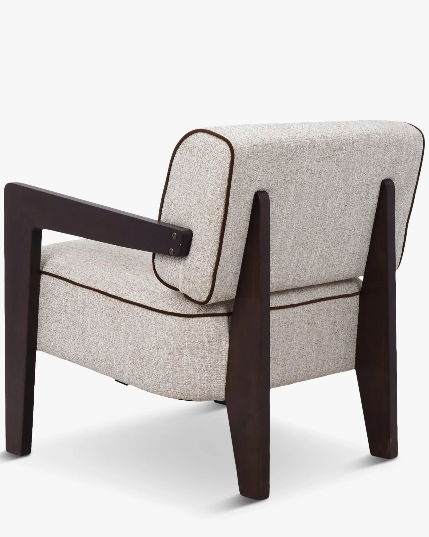 Fauteuil, Tweed écru meringue & Frêne massif Elva