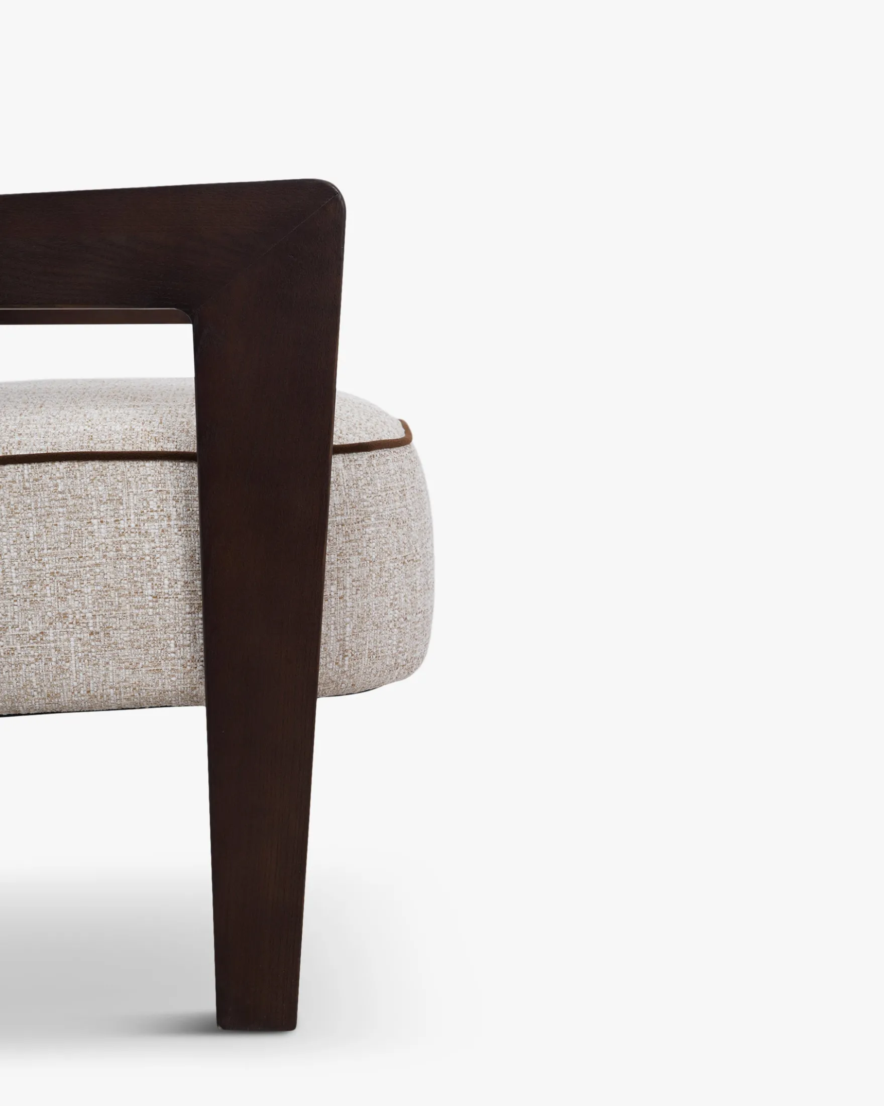 Fauteuil, Tweed écru meringue & Frêne massif Elva
