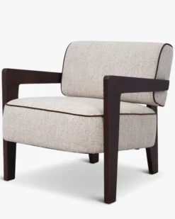 Fauteuil, Tweed écru meringue & Frêne massif Elva