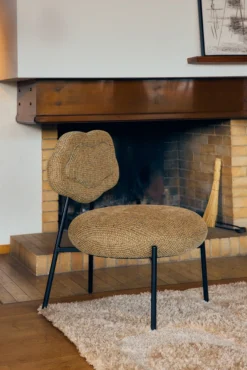 Fauteuil, Tweed jaune miami & métal noir Arty