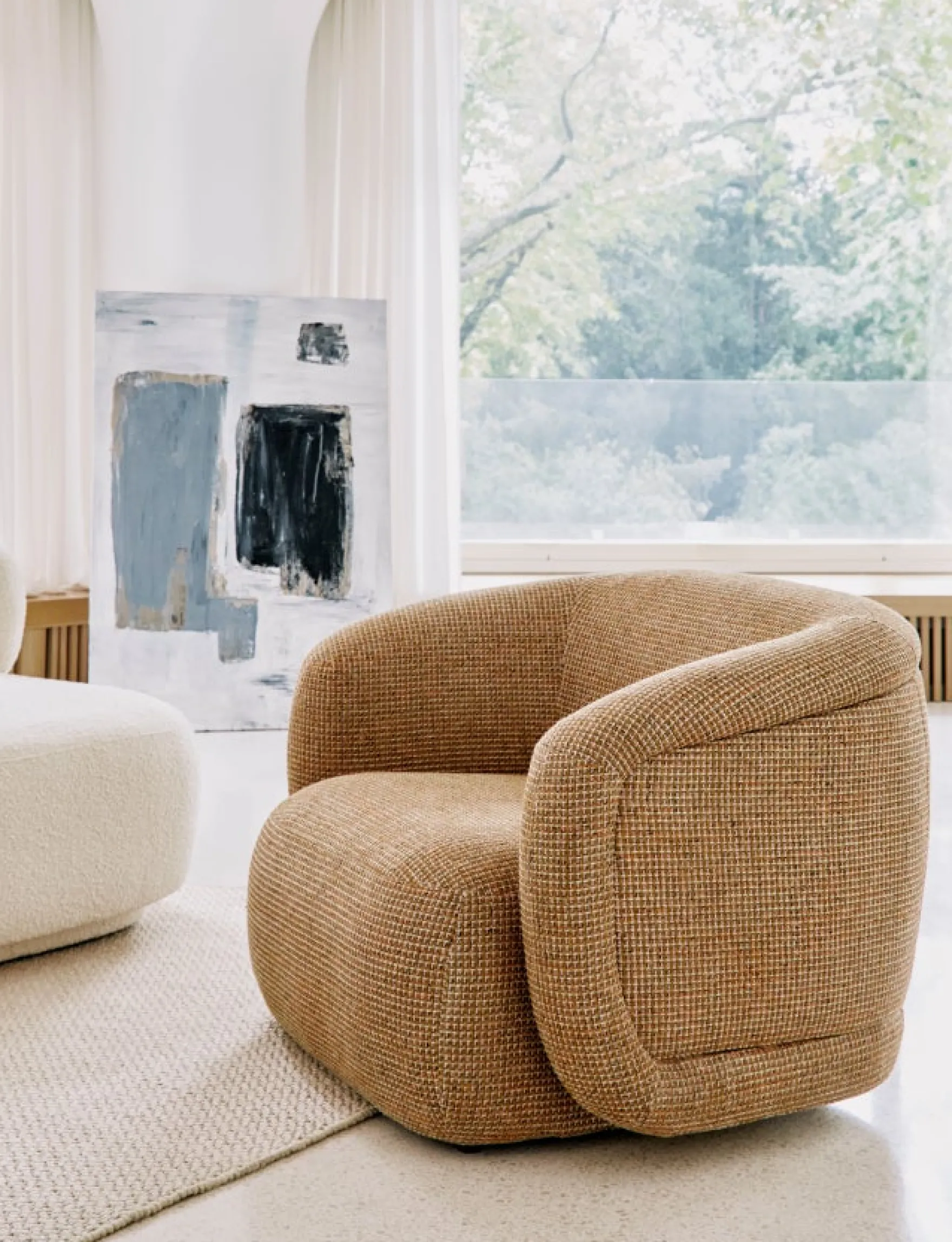 Fauteuil, Tweed jaune miami, 100x70 Volta
