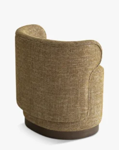 Fauteuil, Tweed marron caramel & bois chocolat Giulio