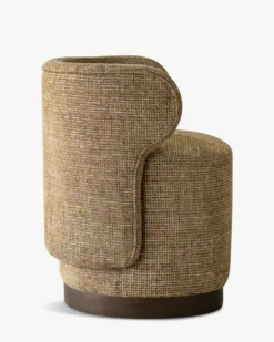 Fauteuil, Tweed marron caramel & bois chocolat Giulio