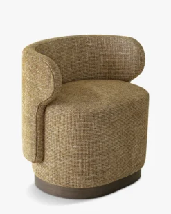 Fauteuil, Tweed marron caramel & bois chocolat Giulio