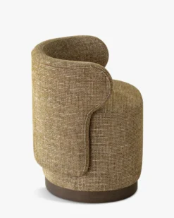 Fauteuil, Tweed marron caramel & bois chocolat Giulio