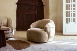 Fauteuil, Tweed Moucheté Marron Aspen