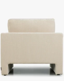 Fauteuil, Velours beige côtelé Serena