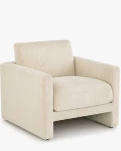 Fauteuil, Velours beige côtelé Serena