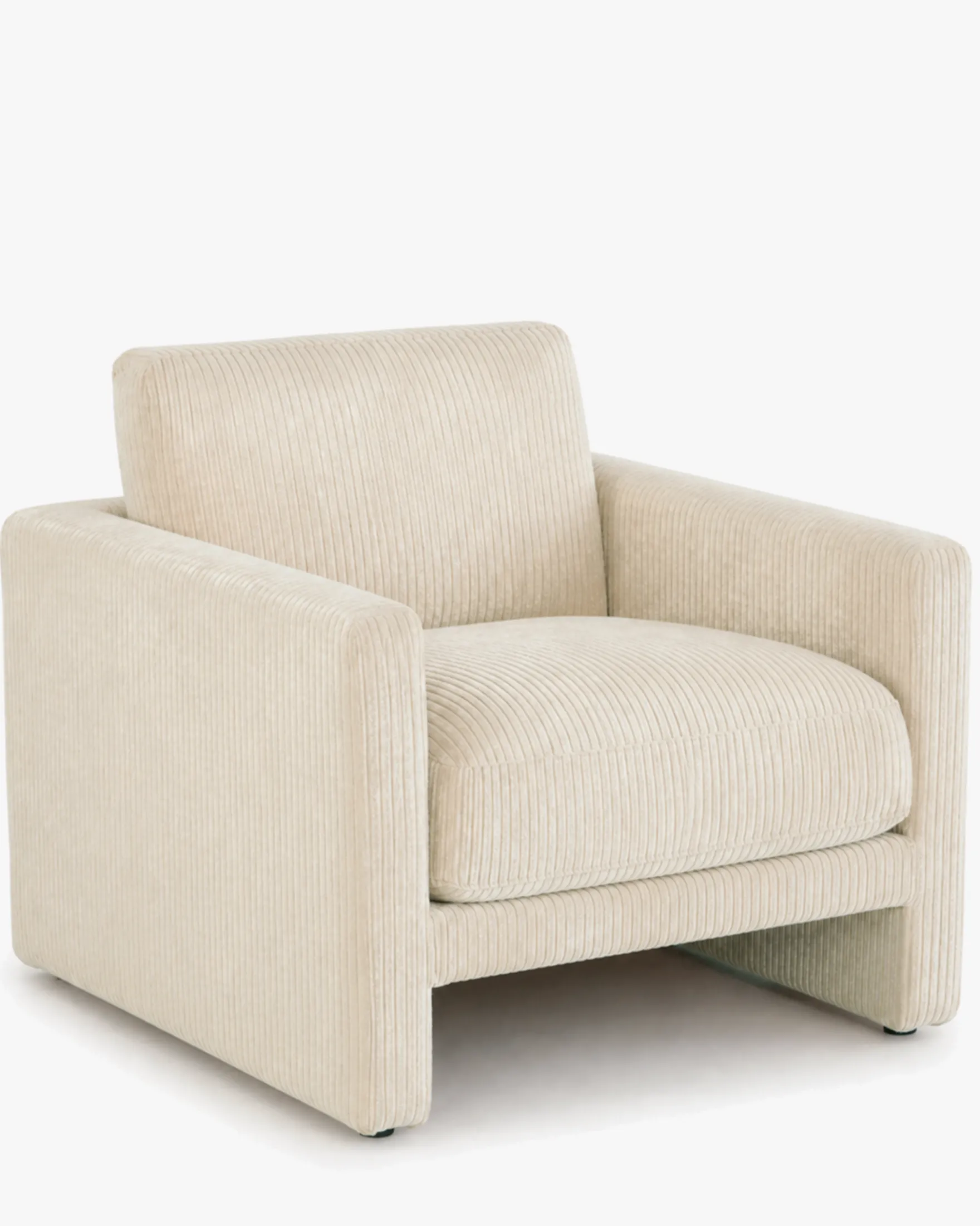 Fauteuil, Velours beige côtelé Serena