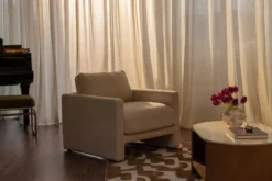 Fauteuil, Velours beige côtelé Serena