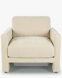 Fauteuil, Velours beige côtelé Serena