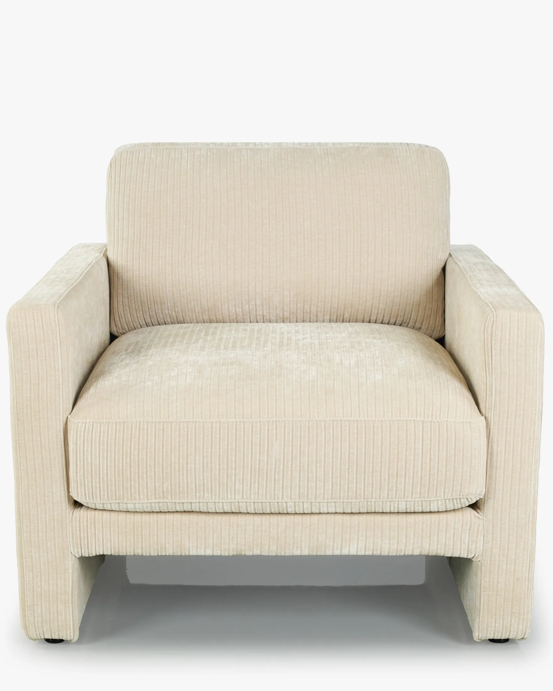 Fauteuil, Velours beige côtelé Serena