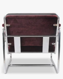 Fauteuil, Velours bordeaux ligné & Fer chromé Kyle