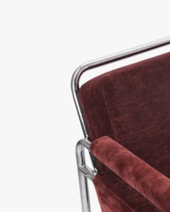 Fauteuil, Velours bordeaux ligné & Fer chromé Kyle