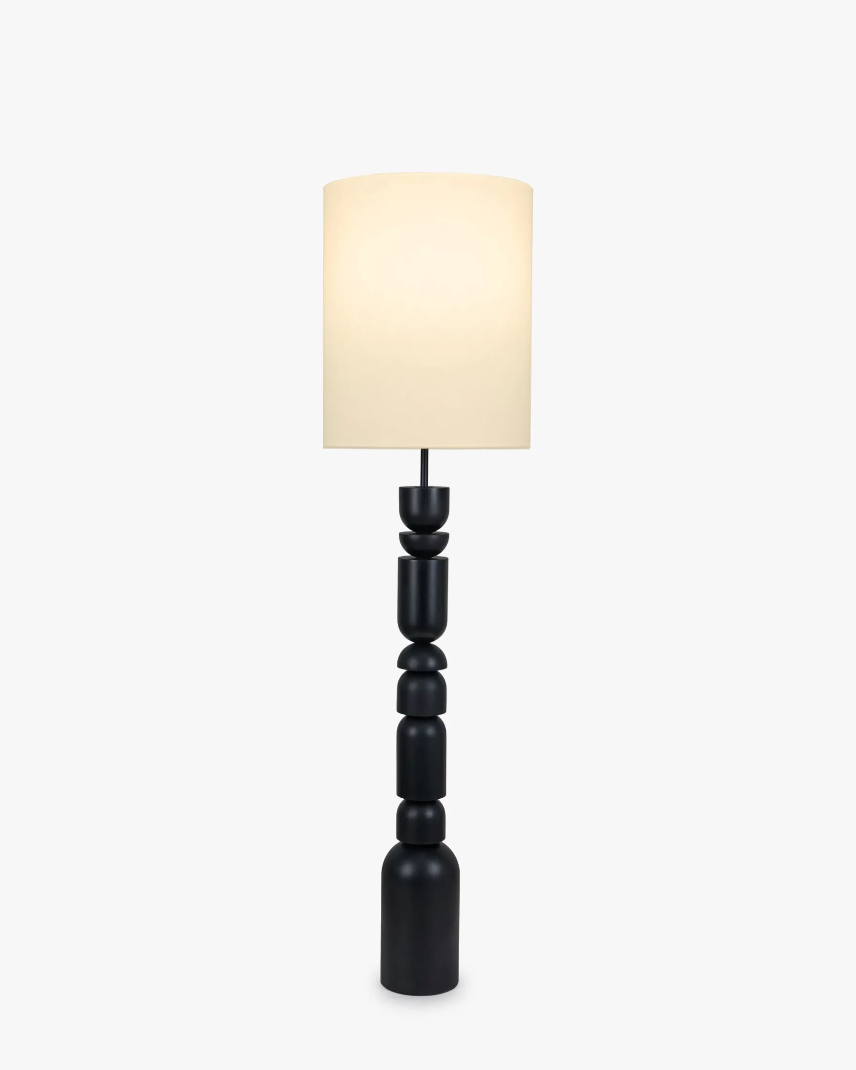 Lampadaire, Bois noir & Lin blanc, H158,5 Tinga