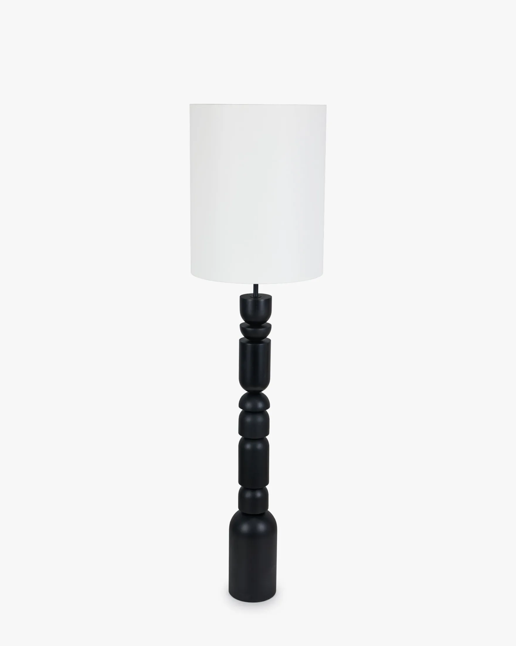 Lampadaire, Bois noir & Lin blanc, H158,5 Tinga