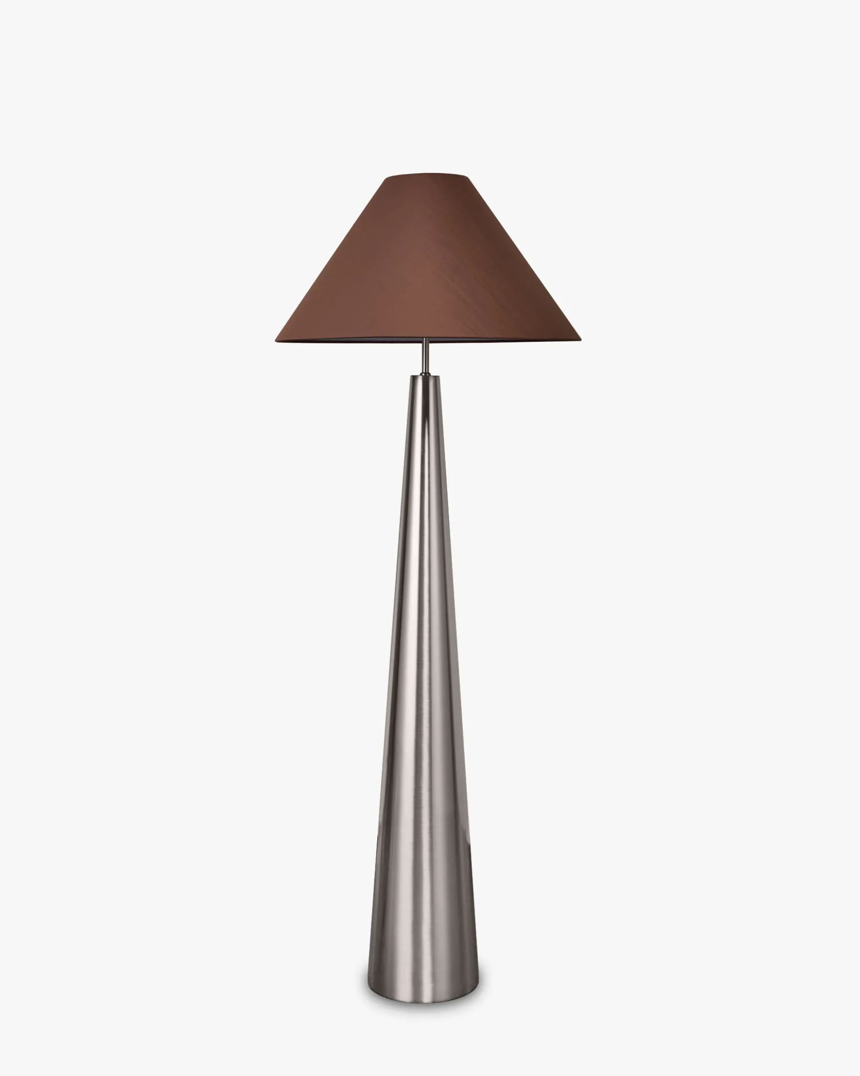 Lampadaire, Fer chromé effet brossé & Tissu marron, H151.5 Khone