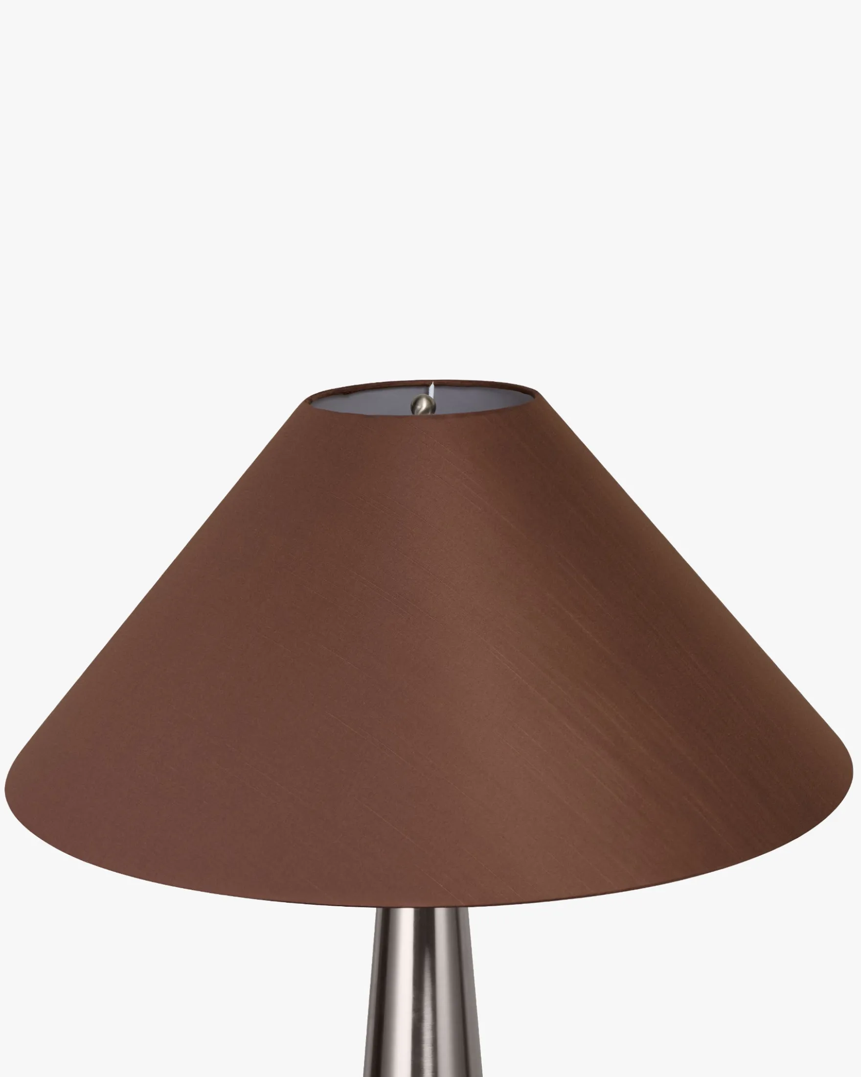 Lampadaire, Fer chromé effet brossé & Tissu marron, H151.5 Khone