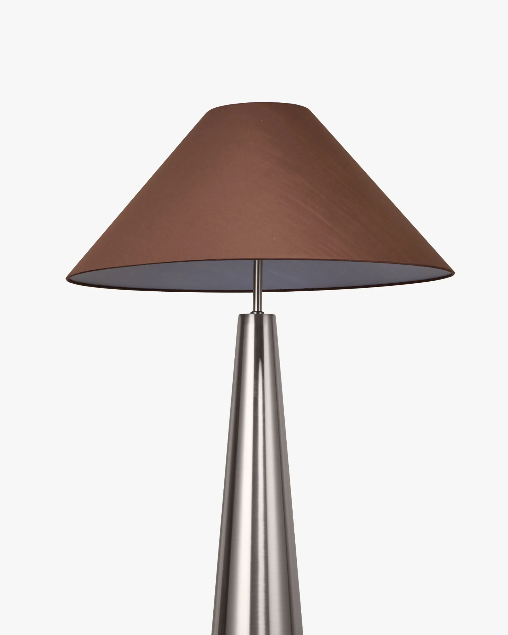 Lampadaire, Fer chromé effet brossé & Tissu marron, H151.5 Khone