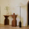 Lampadaire, Laiton antique & Lin, H160 Kensington