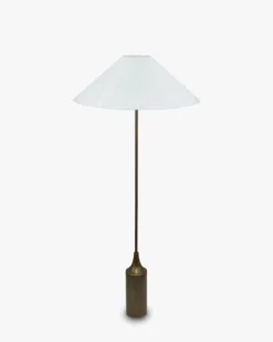 Lampadaire, Laiton antique & Lin, H160 Kensington