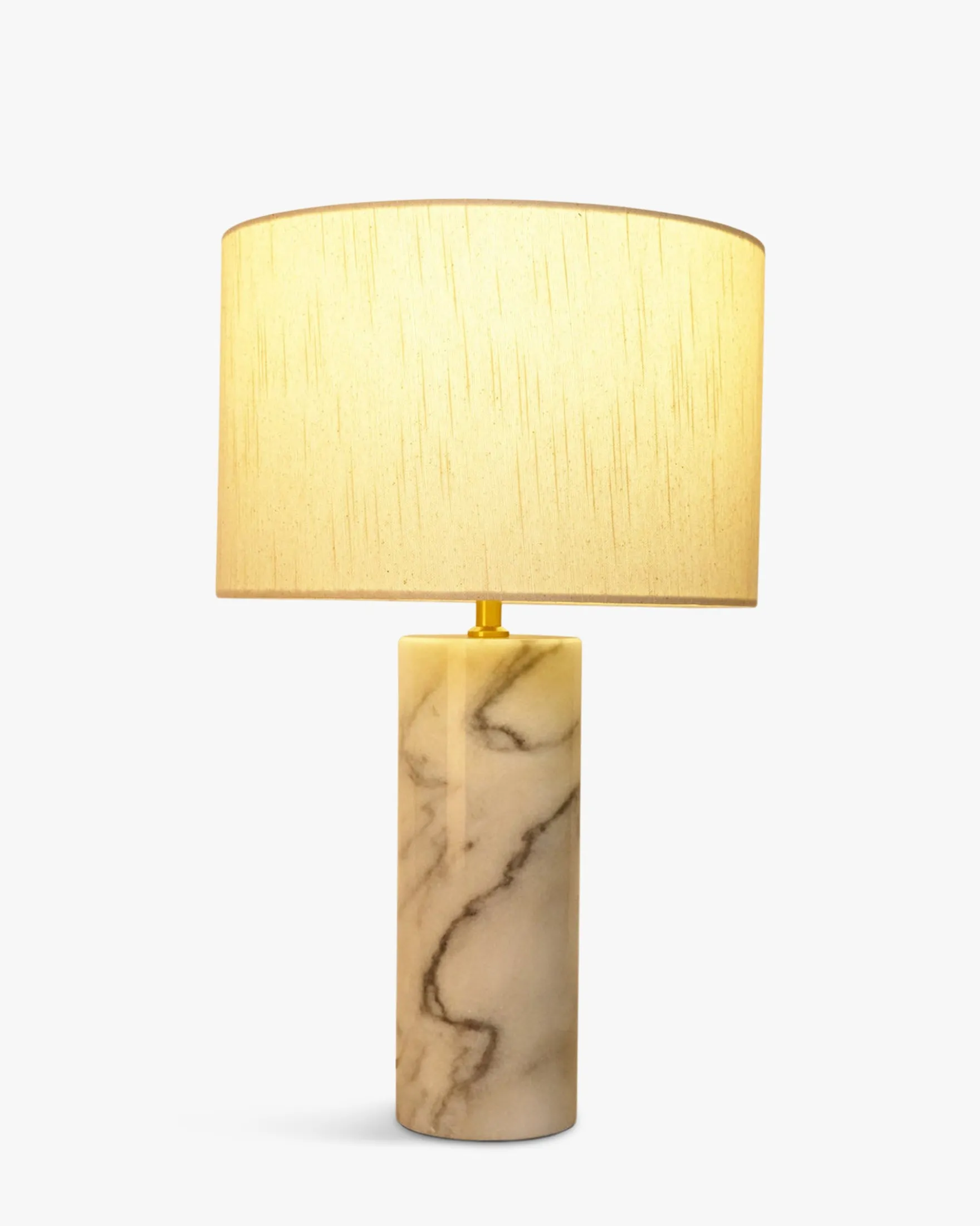 Lampe de table, Abat-jour lin & marbre blanc, H50 Gaia