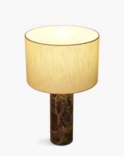 Lampe de table, Abat-jour lin & marbre gris, H50 Gaia