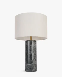 Lampe de table, Abat-jour lin & marbre gris, H50 Gaia