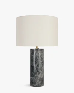 Lampe de table, Abat-jour lin & marbre gris, H50 Gaia