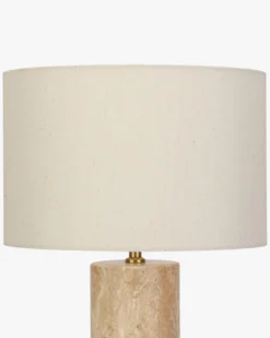 Lampe de table, Abat-jour lin & travertin naturel, H50 Gaia
