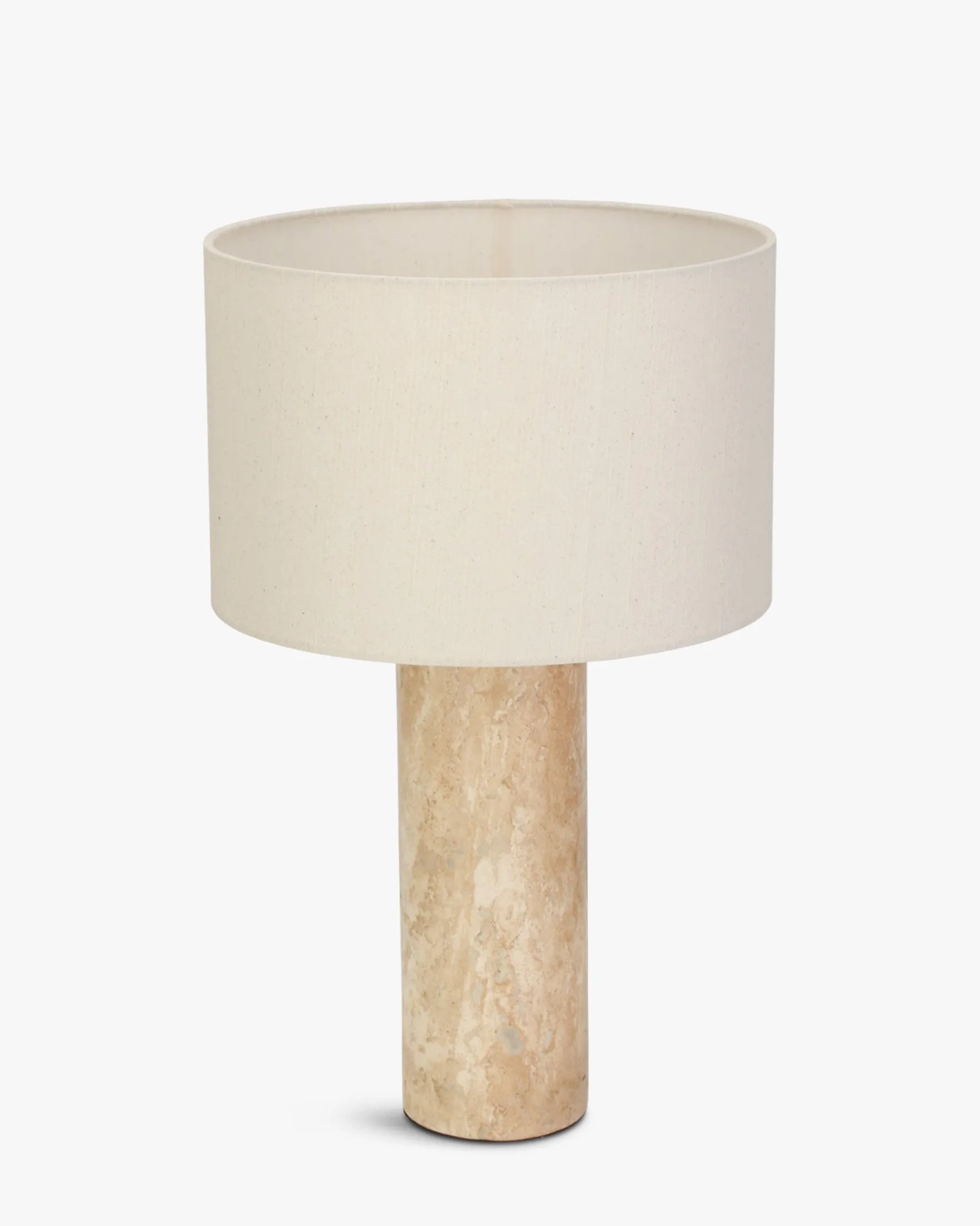 Lampe de table, Abat-jour lin & travertin naturel, H50 Gaia