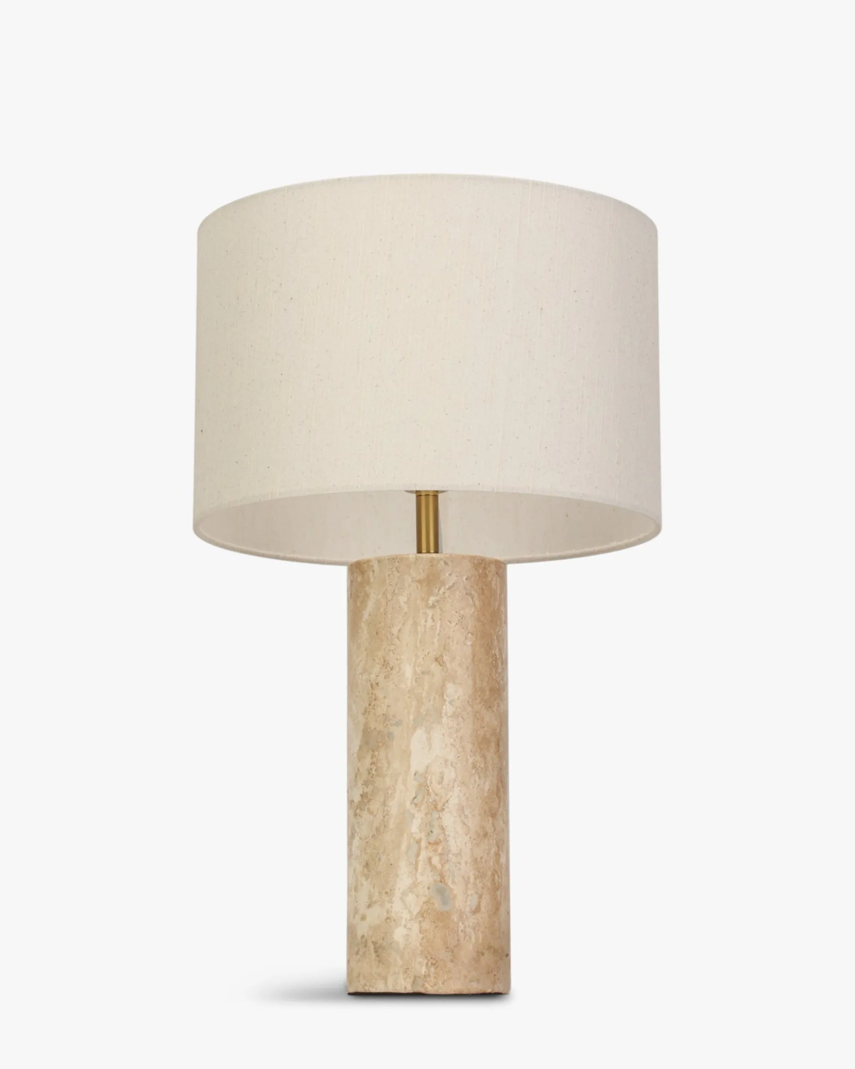 Lampe de table, Abat-jour lin & travertin naturel, H50 Gaia
