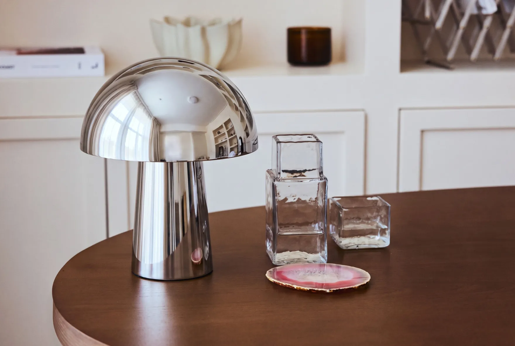 Lampe de table, Chromé, finition miroir, H28 Champi
