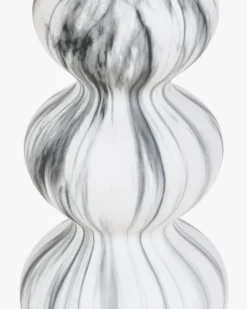 Lampe de table, Céramique blanche & Lin blanc, H65 Nebula