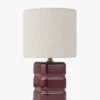 Lampe de table, Céramique bordeaux & Tissu crème, H40 Anya