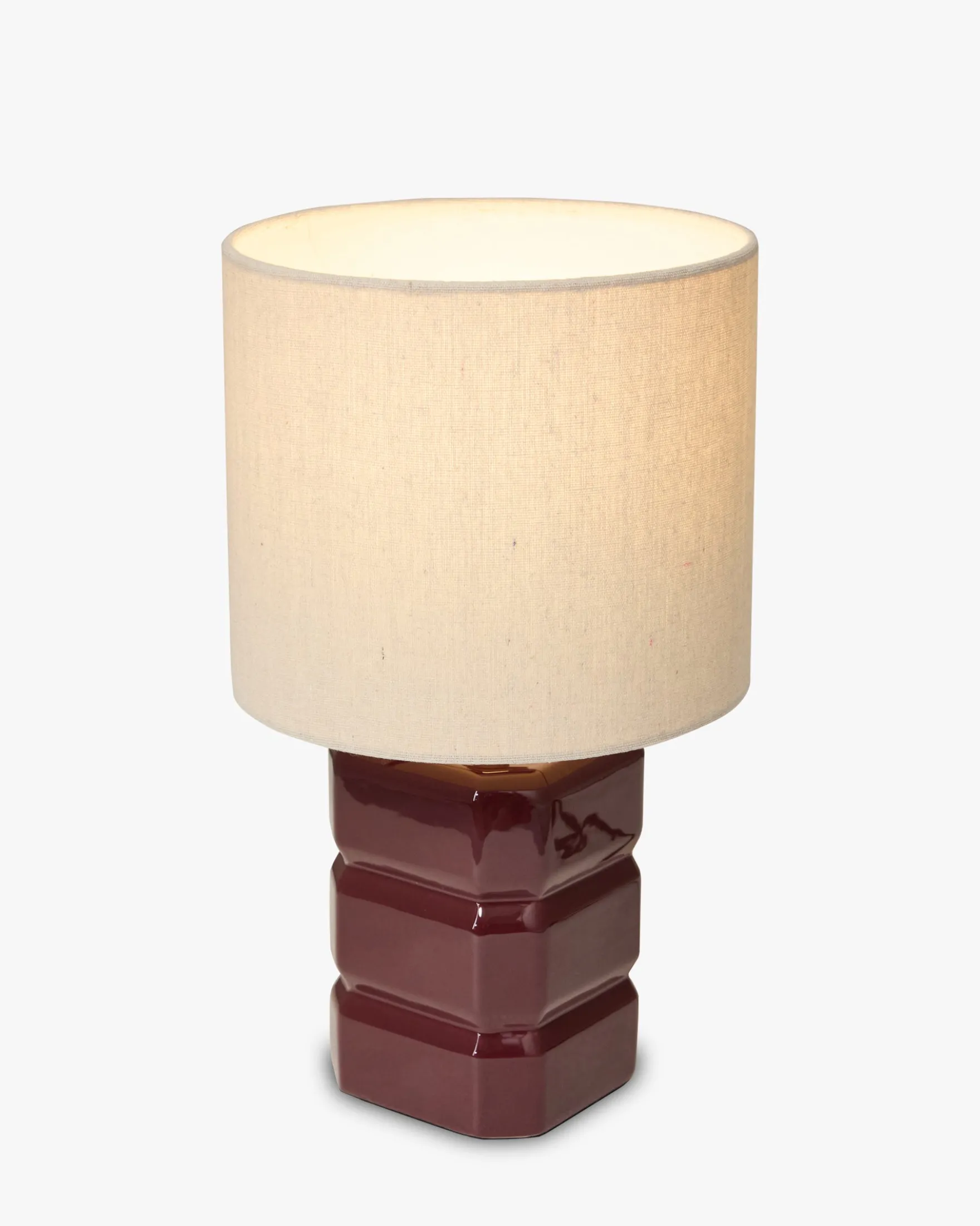 Lampe de table, Céramique bordeaux & Tissu crème, H40 Anya