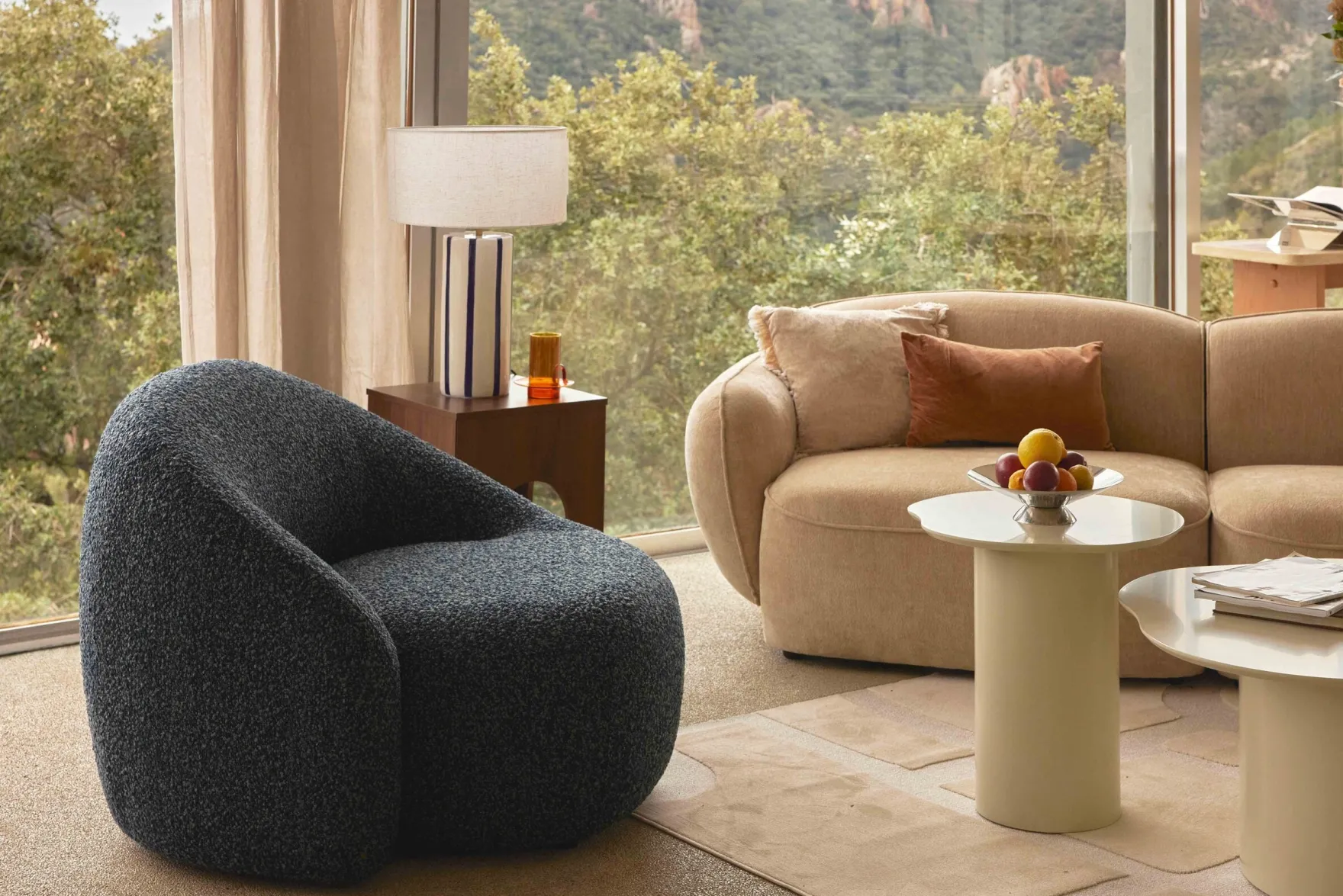 Lampe de table, Céramique peinte à la main, H58 Zhoe