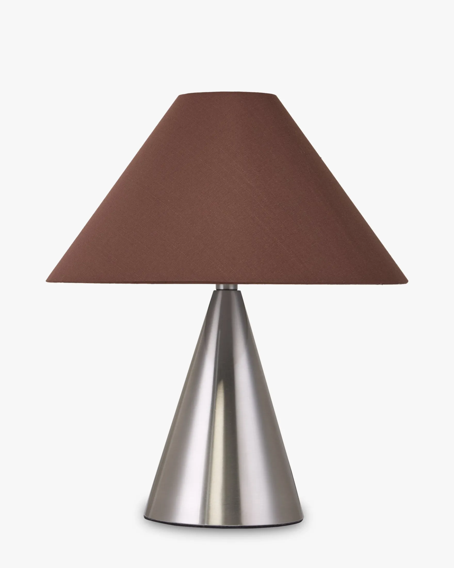 Lampe de table, Fer chromé effet brossé & Tissu marron, H38 Khone