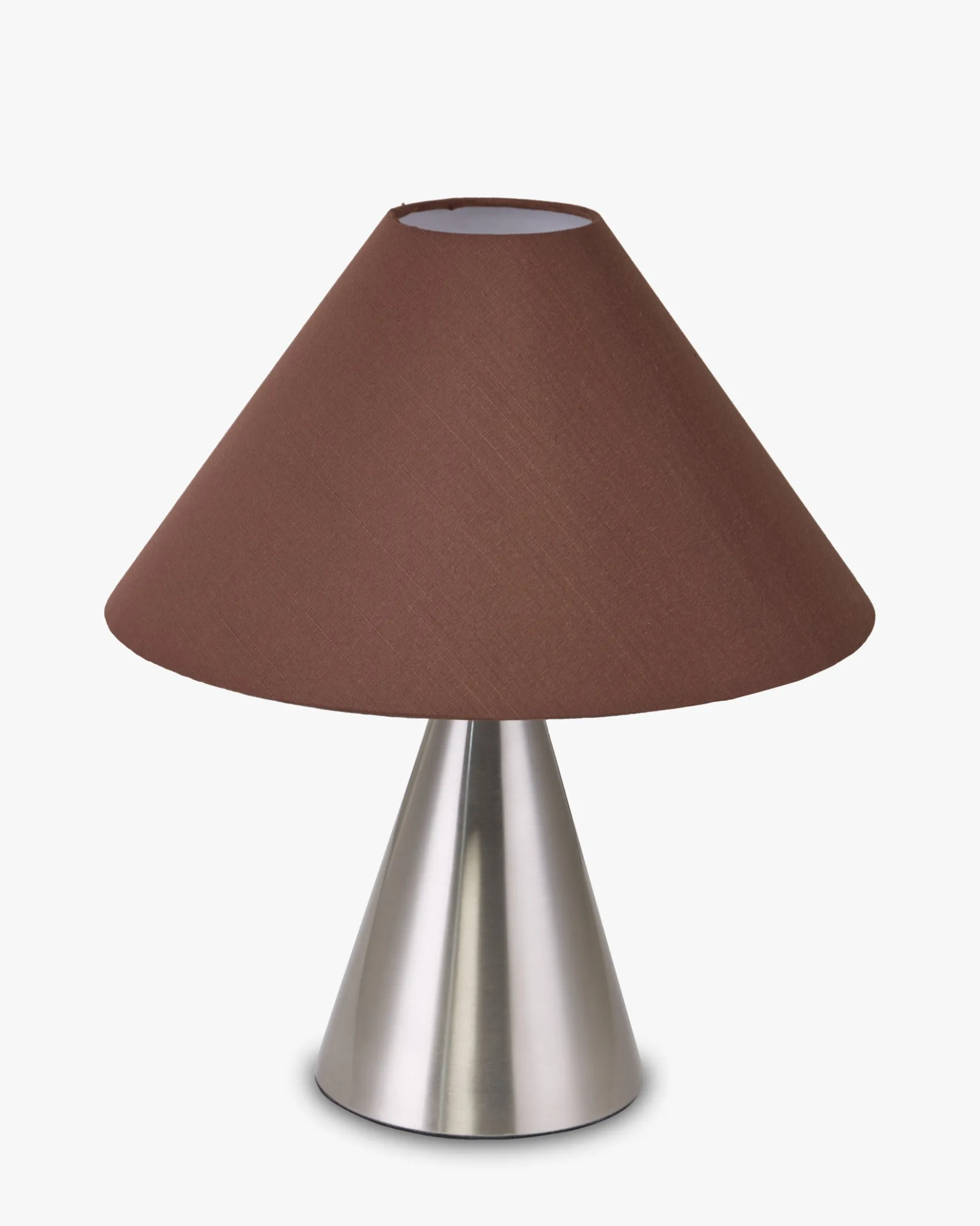 Lampe de table, Fer chromé effet brossé & Tissu marron, H38 Khone