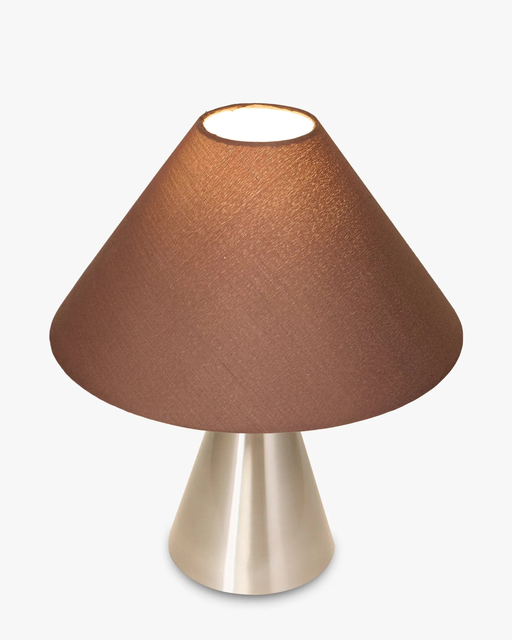 Lampe de table, Fer chromé effet brossé & Tissu marron, H38 Khone