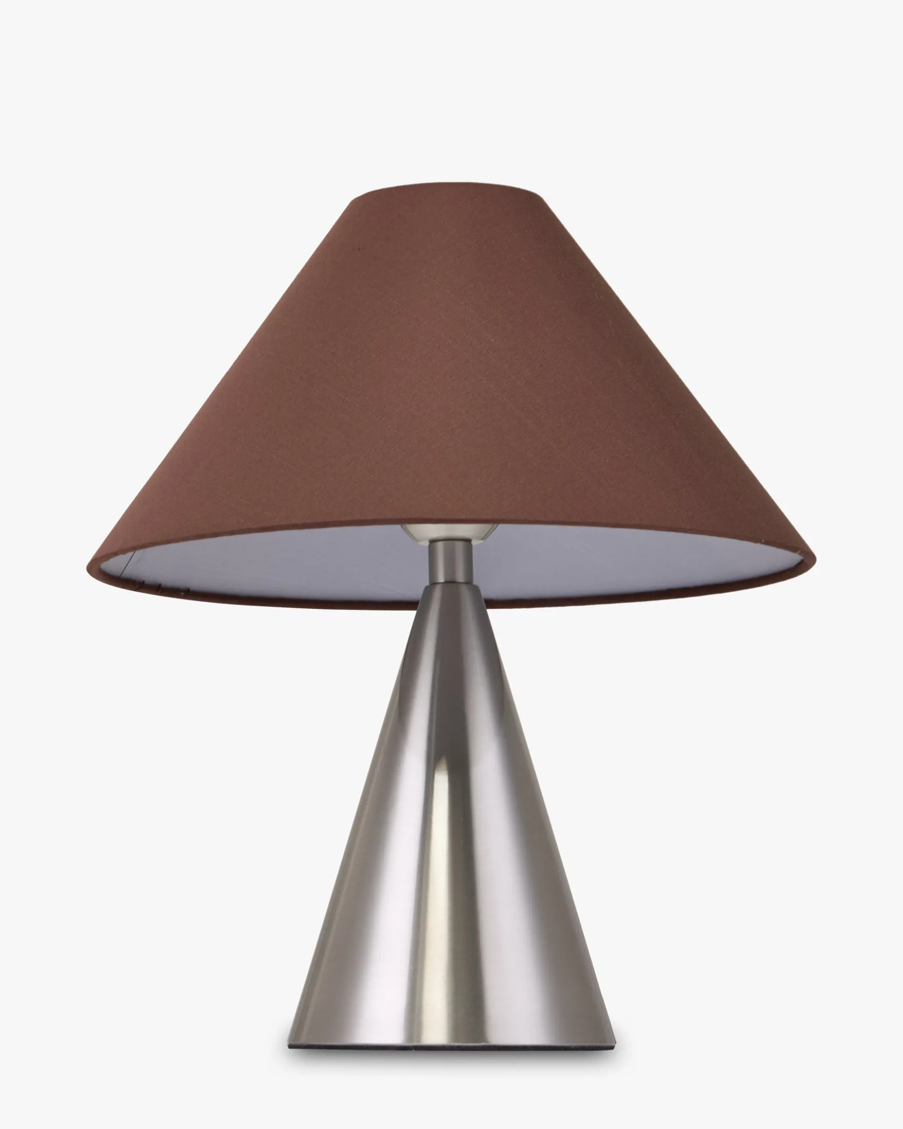 Lampe de table, Fer chromé effet brossé & Tissu marron, H38 Khone