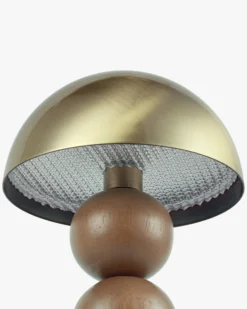 Lampe de table indoor/outdoor, Laiton brossé & bois noyer, H20 Gigi