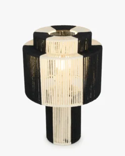 Lampe de table, Jute Noire & blanche, H38 Sumba